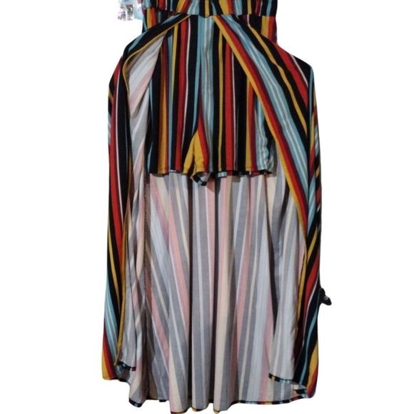 Cold Shoulder Maxi Romper Shorts Spaghetti Straps Button Down Stripes Size 1X - Picture 13 of 13